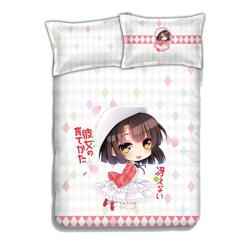 Megumi Kato - SaeKano Anime 4 Pieces Bedding Sets,Bed Sheet Duvet Cover with Pillow Covers